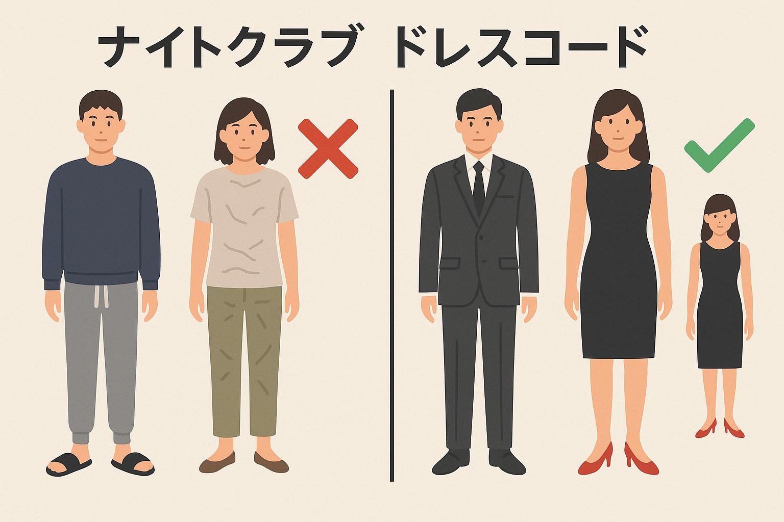 クラブNG服装とOKコーデの比較